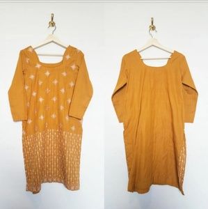 Vintage Yellow Embroidered Dress